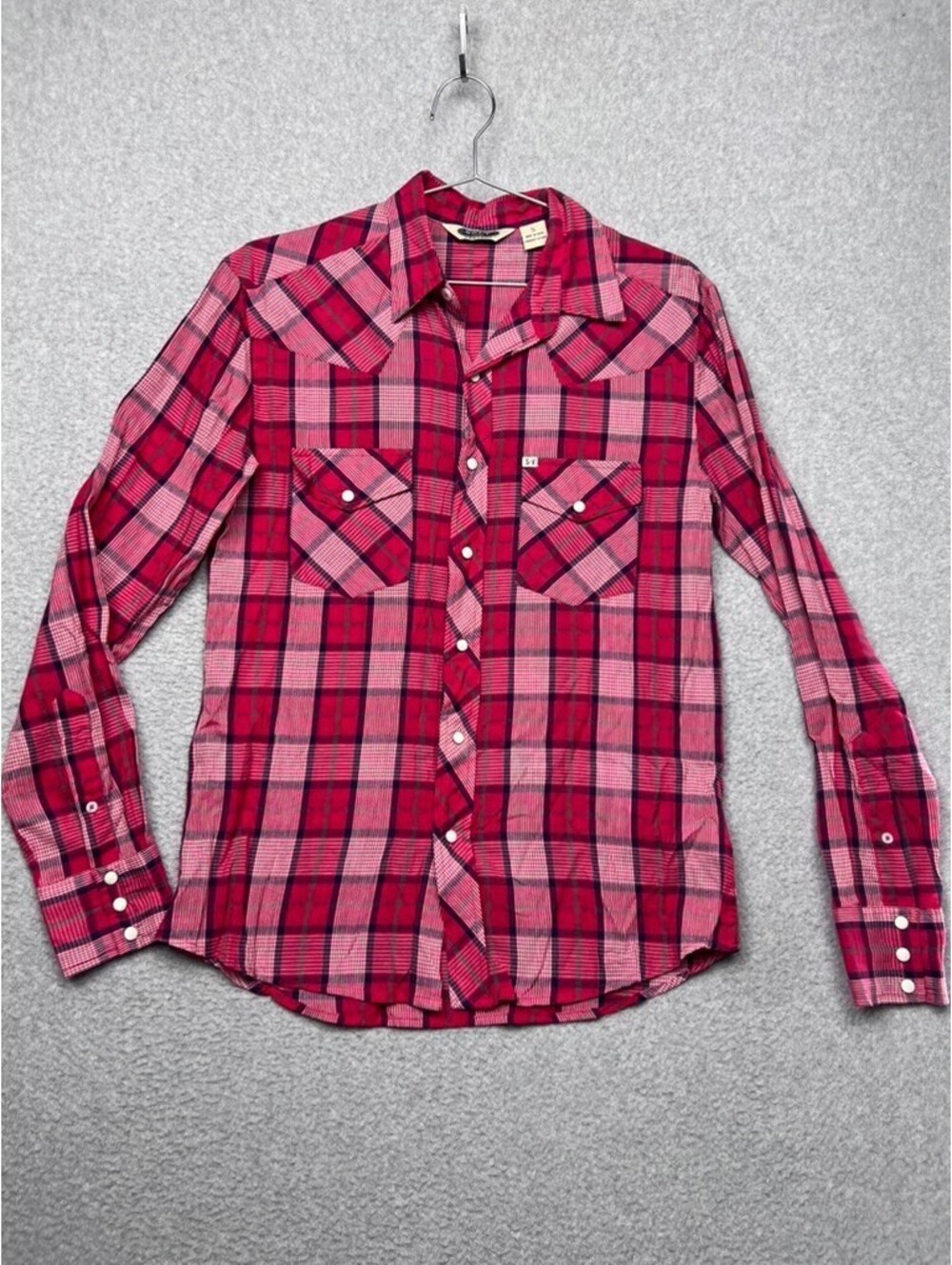 Salt Valley Western Pearl Snap Shirt Womens S Red Plaid Cotton Cowgirl Rodeo Top